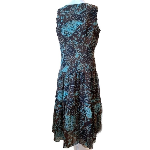 Positive Attitude Tiered Sleeveless Dress, Brown and Green Size 12 - Picture 3 of 12